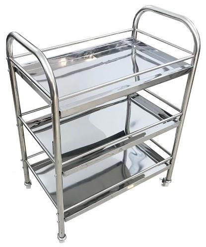 Xe đẩy thức ăn 3 tầng inox 304