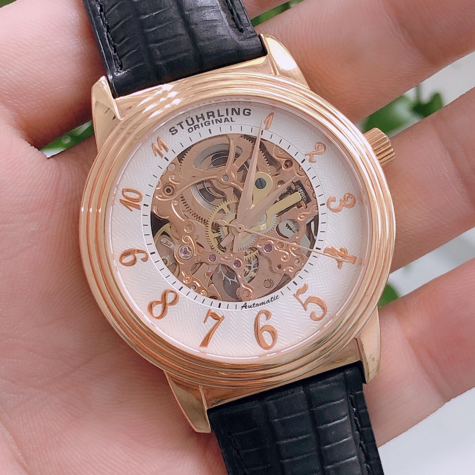 Đồng hồ đeo tay Stuhrling automatic - vàng hồng