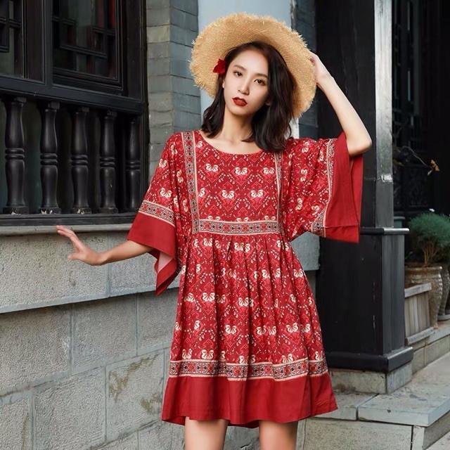 Đầm babydoll cánh tiên_họa tiết ấn