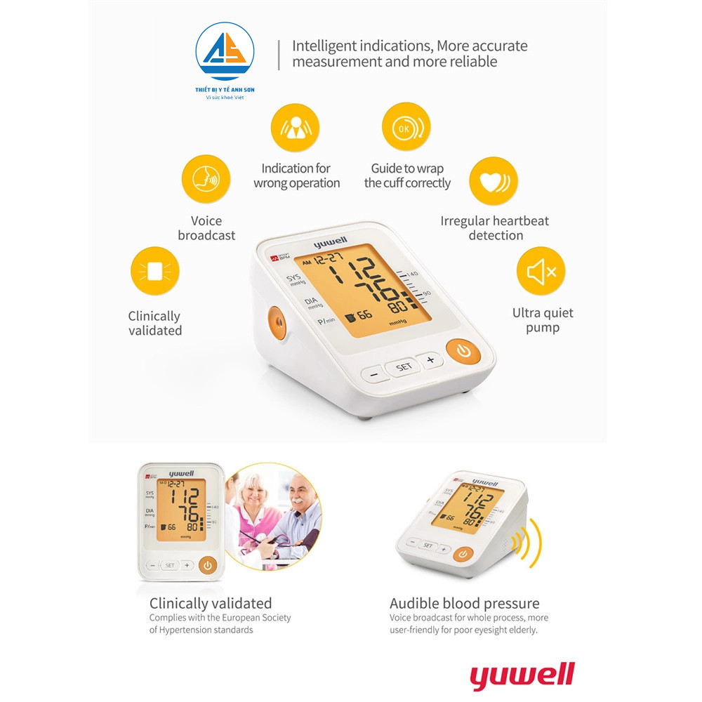 Thông số kỹ thuật: Máy đo huyết áp điện tử có giọng nói tiếng Việt Yuwell YE650D