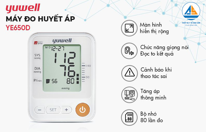 Máy đo huyết áp điện tử có giọng nói tiếng Việt Yuwell YE650D 