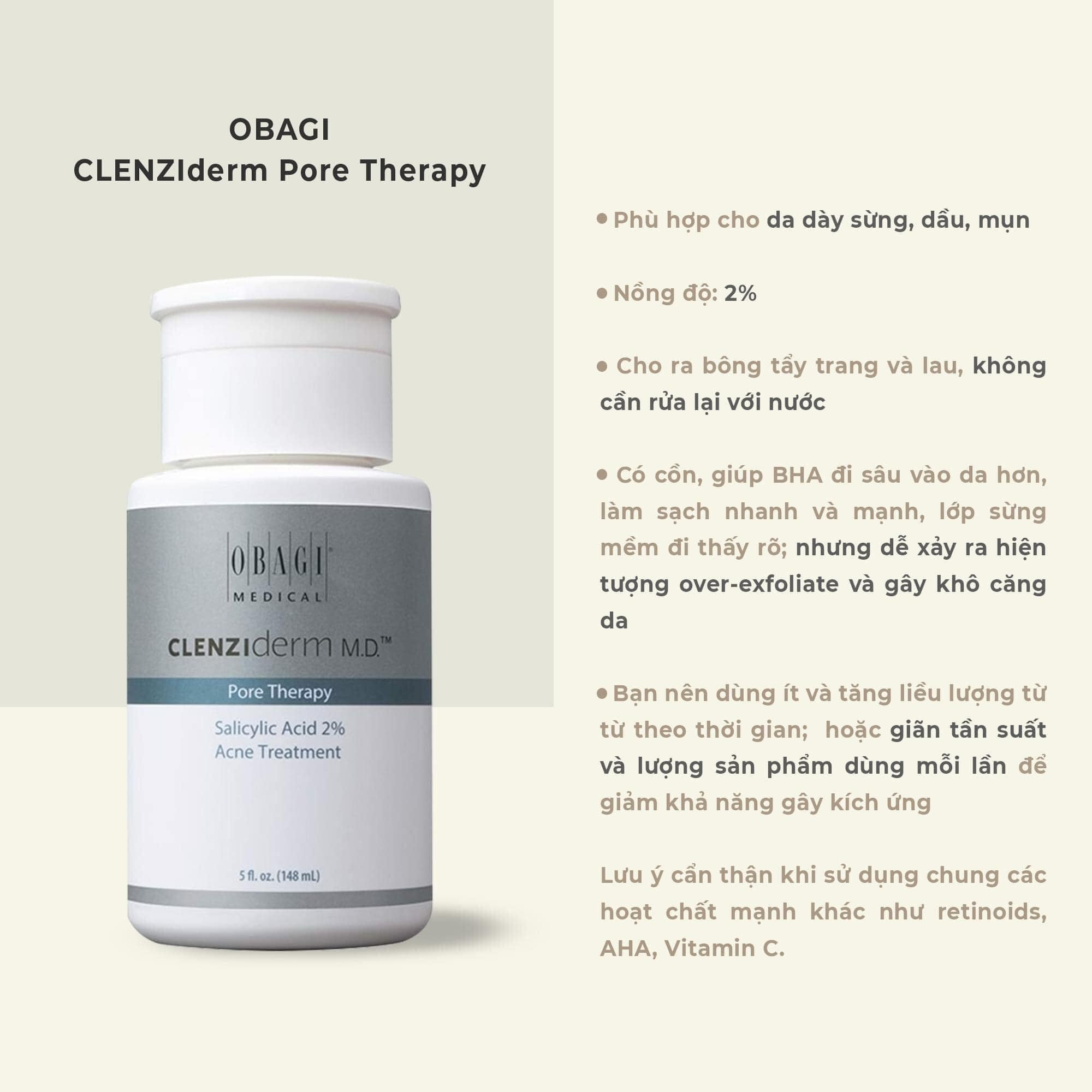 Bộ 3 sản phẩm trị mụn nhanh chóng OBAGI CLENZIDERM