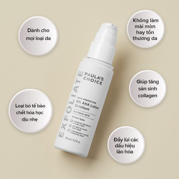 Lotion loại bỏ tế bào chết Paula's Choice Skin Perfecting 8% AHA Lotion 100ml