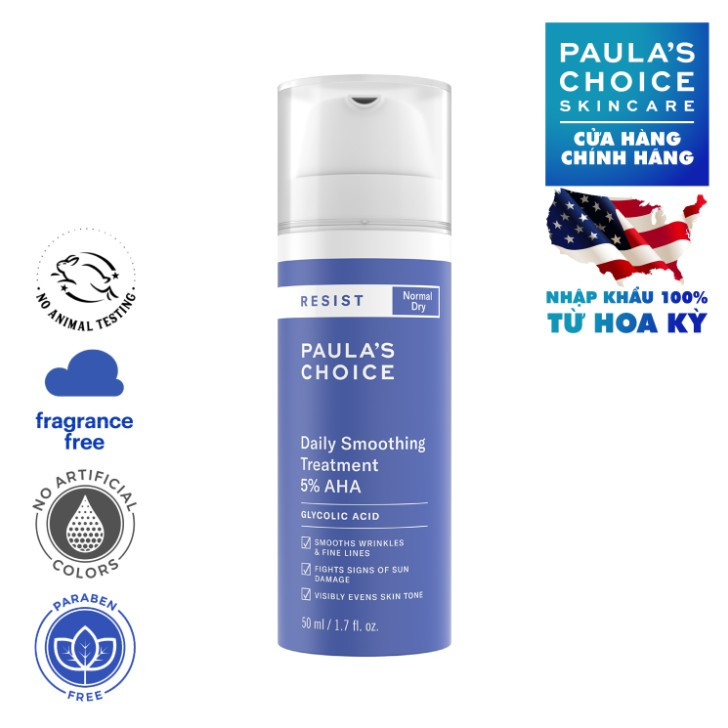 Tẩy Da Chết Paula’s Choice 5% AHA Cho Da Thường Khô 50ml - Resist Daily Smoothing Treatment 5% AHA