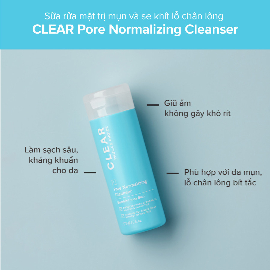 Sữa rửa mặt Paula’s Choice ngừa mụn, se khít lỗ chân lông 177ml - Pore Normalizing Cleanser