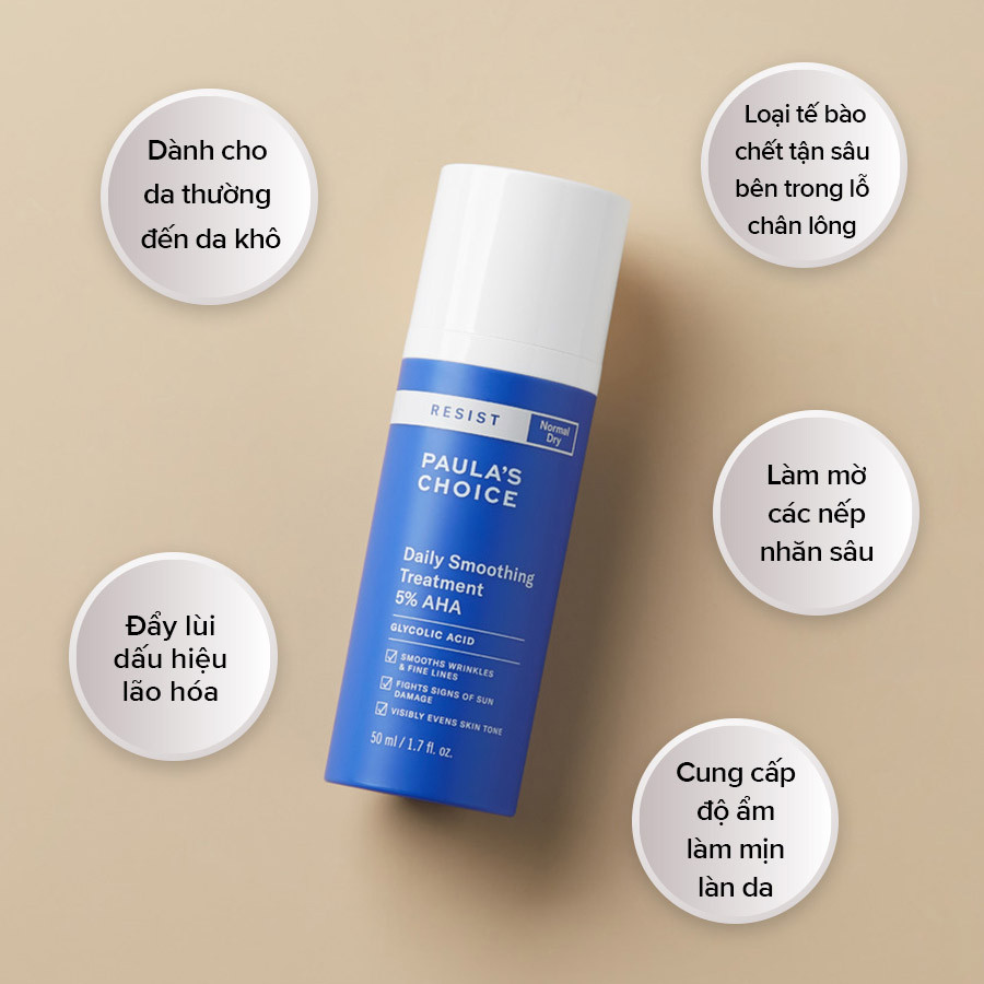 Tẩy Da Chết Paula’s Choice 5% AHA Cho Da Thường Khô 50ml - Resist Daily Smoothing Treatment 5% AHA