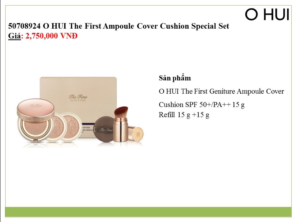 Set Phấn Trang Điểm Tặng Kèm 2 Lõi - OHUI The First Ampoule Cushion Special Set