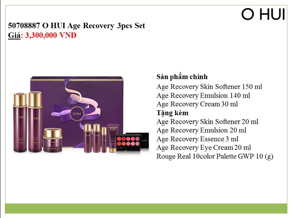 Bộ Dưỡng Chống Lão Hóa OHUI Age Recovery Special Set 8sp - Giảm Nếp Nhăn, Tăng Sinh Collagen, Trẻ Hóa Da
