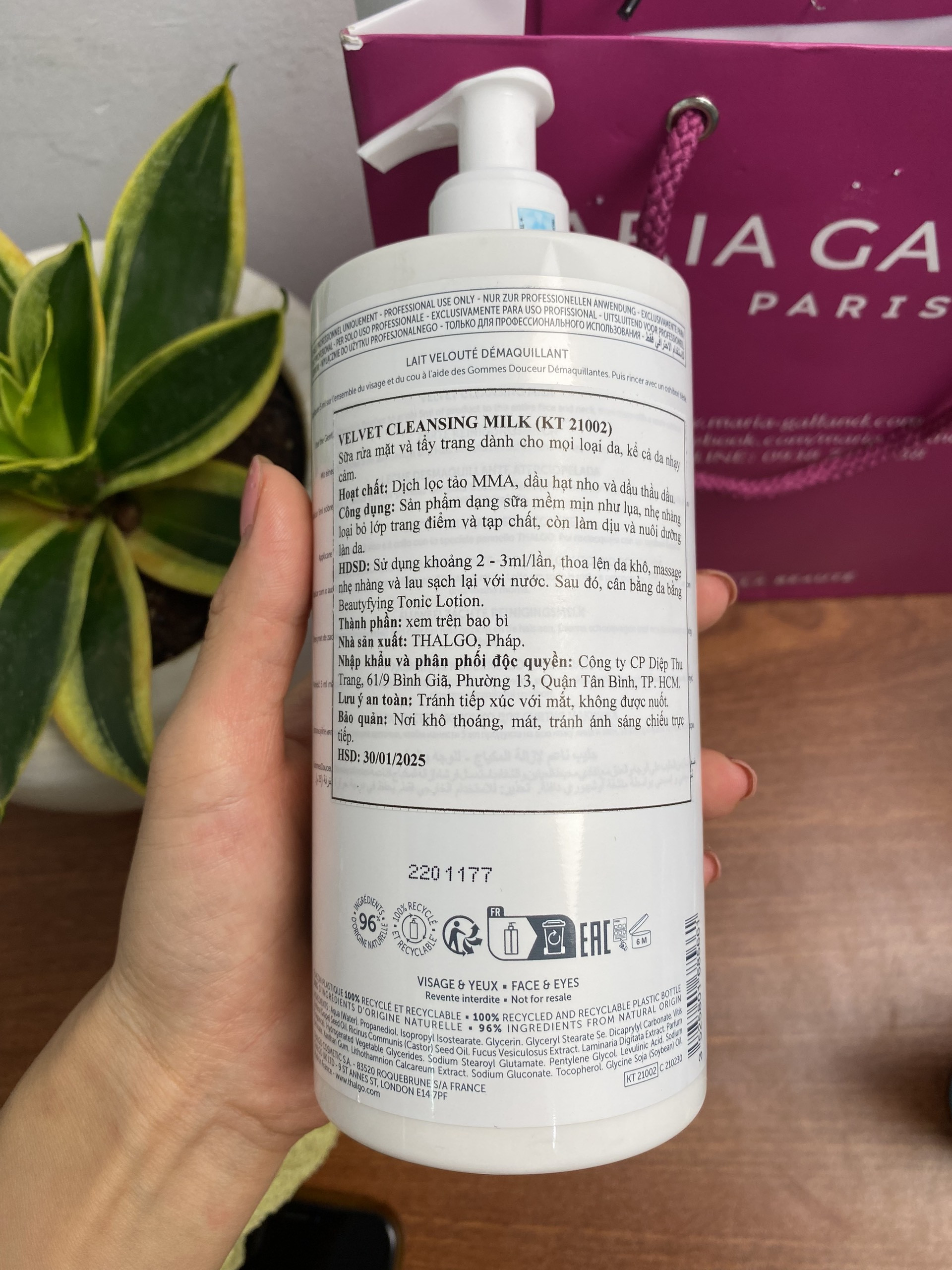 [Đại lí] Sữa rửa mặt, tẩy trang Thalgo 200ml/500ml - Velvet Cleansing Milk