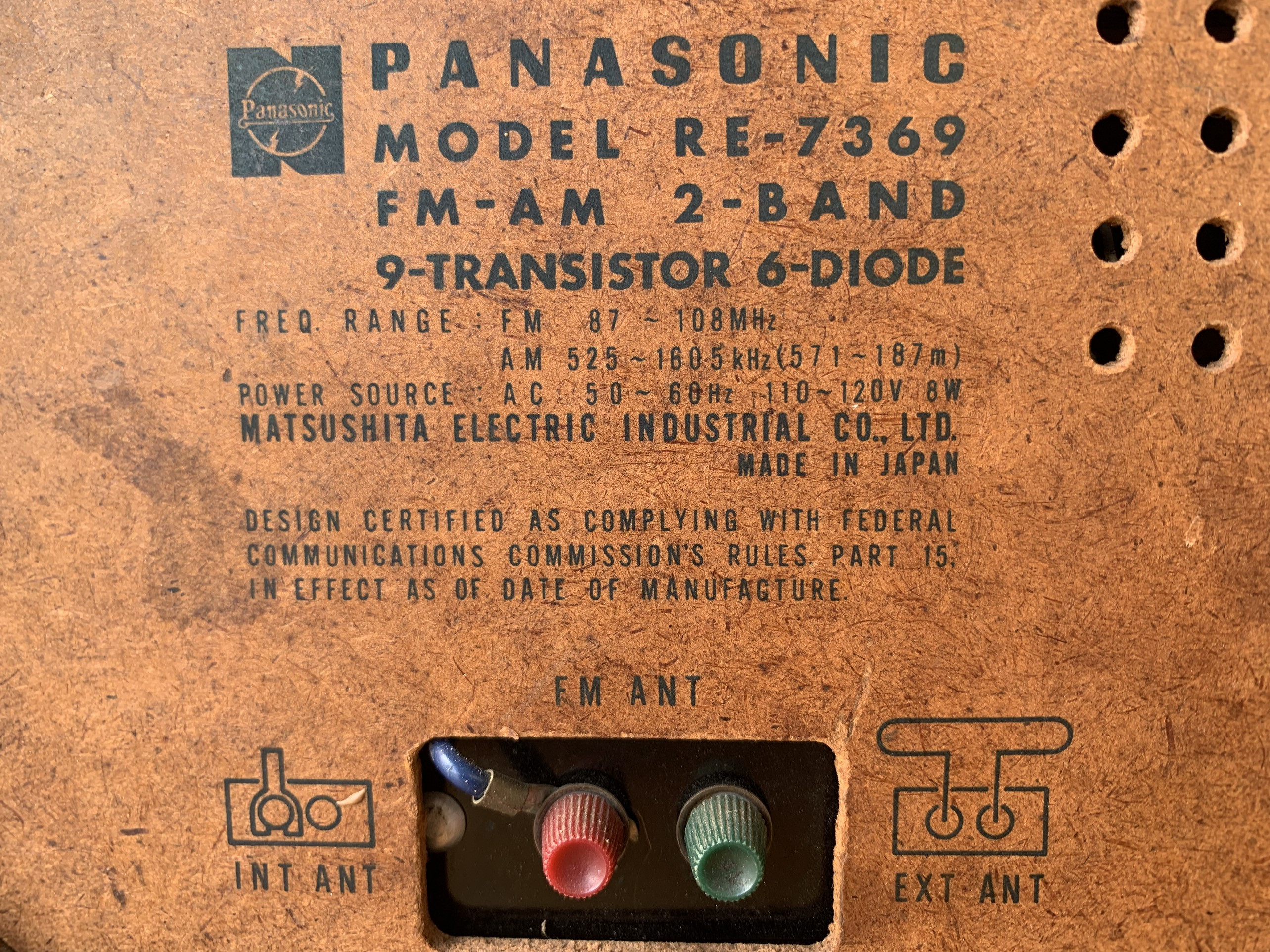 Radio Panasonic AM/FM model RE-7369 Japan