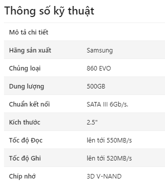 Ổ cứng SSD Samsung 860 EVO 500GB 2.5 inch SATA3 (Đọc 550MB/s - Ghi 520MB/s) 1