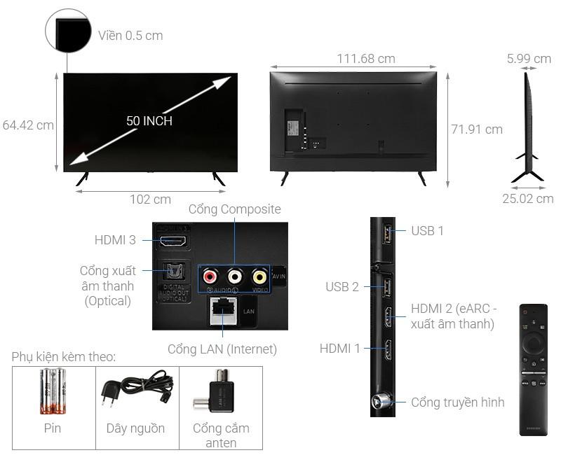 Smart Tivi Samsung 4K 50 inch 50TU8100 Crystal UHD