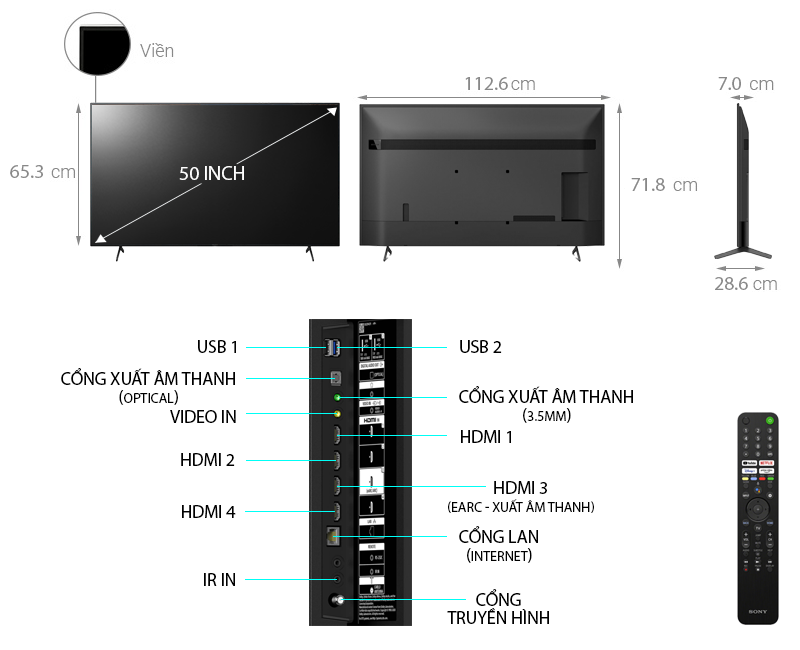 Smart Tivi 4K Sony KD-50X80J 50 inch Android TV