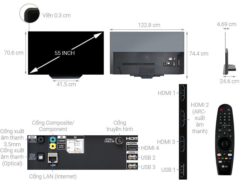 Smart Tivi OLED LG 55 inch 55B9PTA 4K UHD