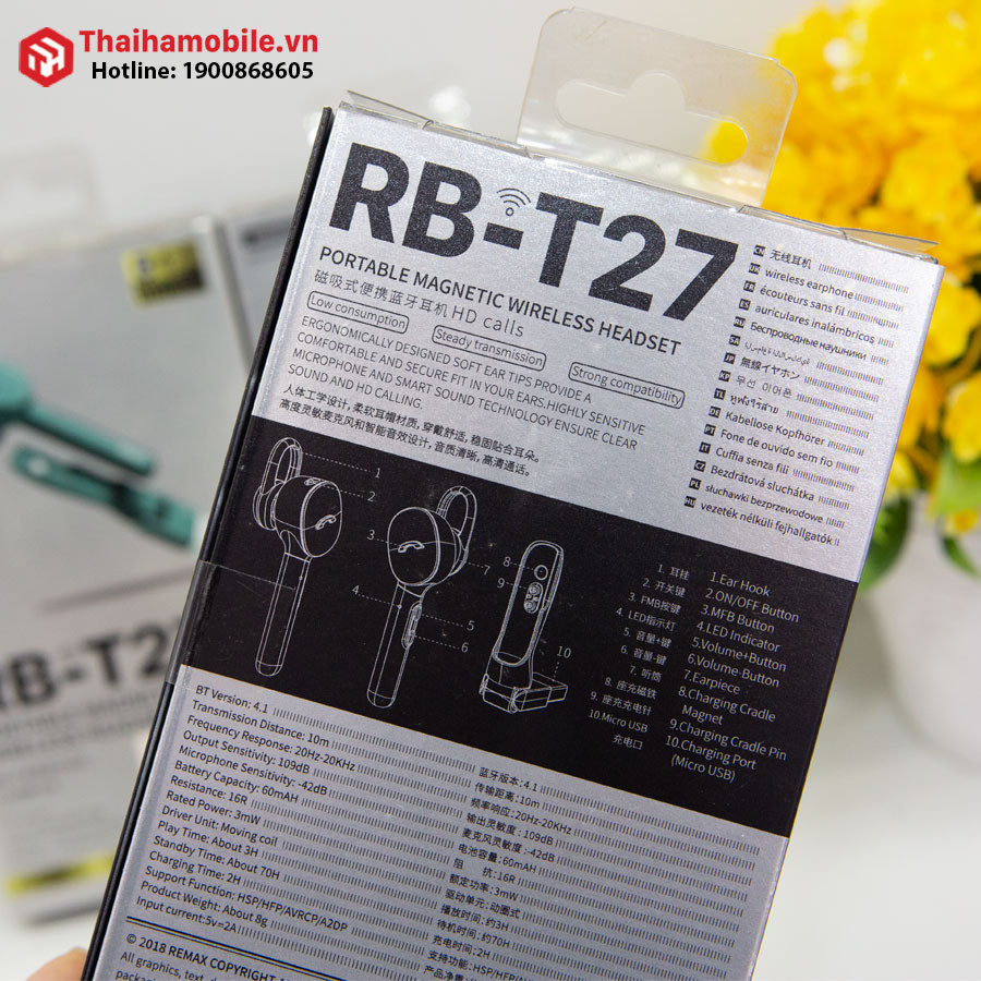 Tai nghe nhét tai Bluetooth Remax RB-T27 chính hãng
