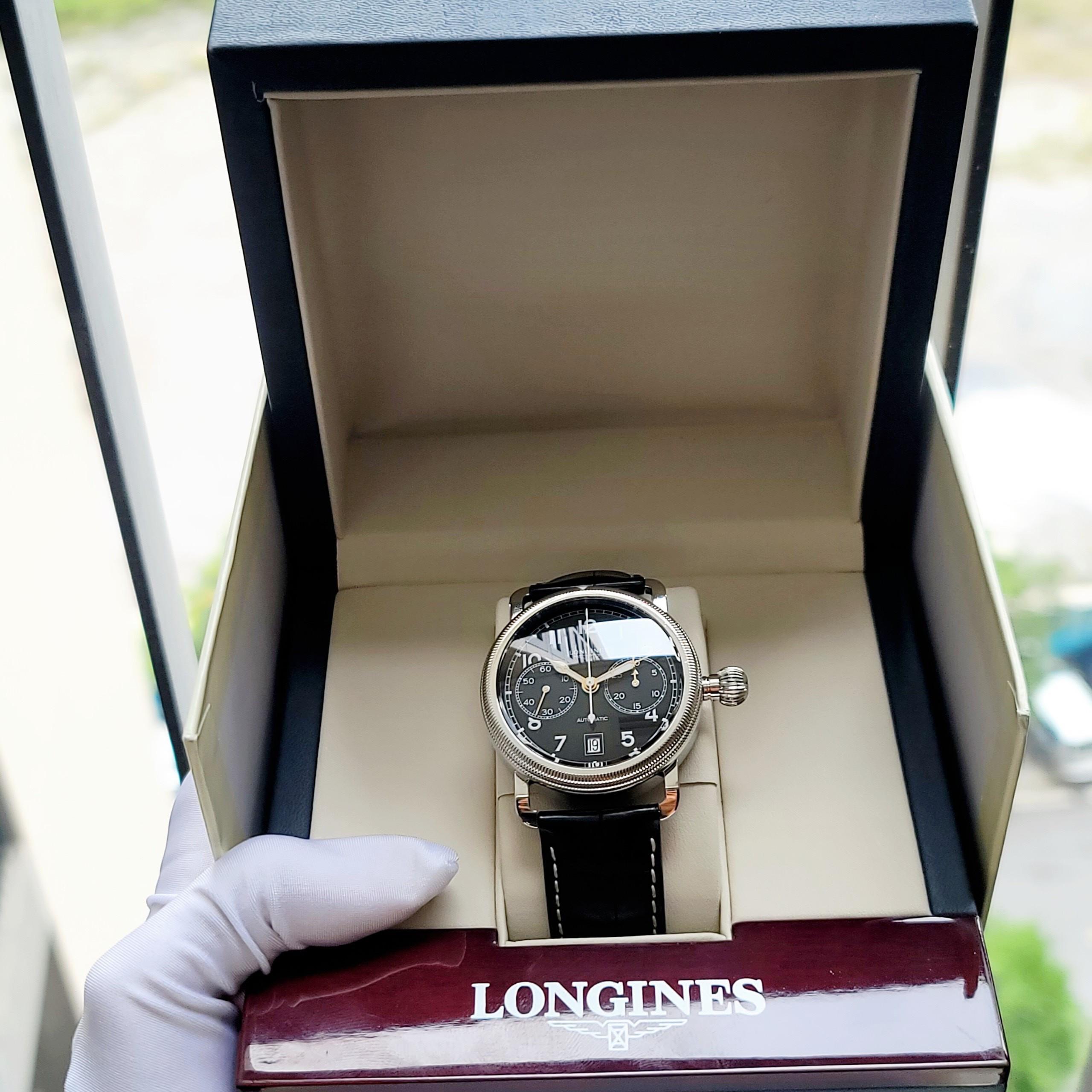 Đồng hồ đeo tay nam Longines Aviation Oversize Crown Chronograph L27384