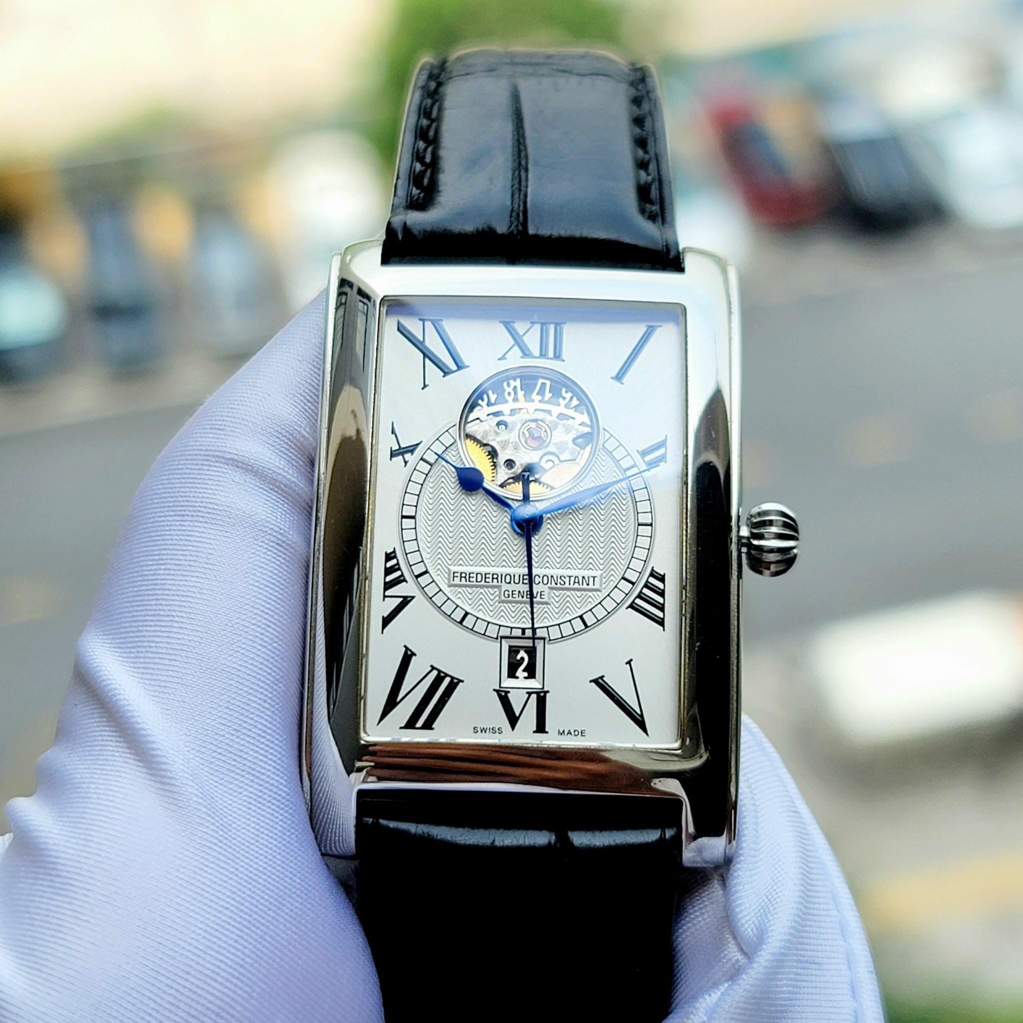 Đồng hồ đeo tay nam Frederique Constant Carree Open Heart Silver Leather - FC-315MSB4C26