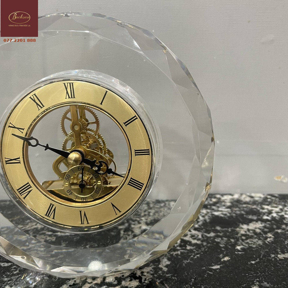 Đồng hồ để bàn Skeleton quartz pha lê