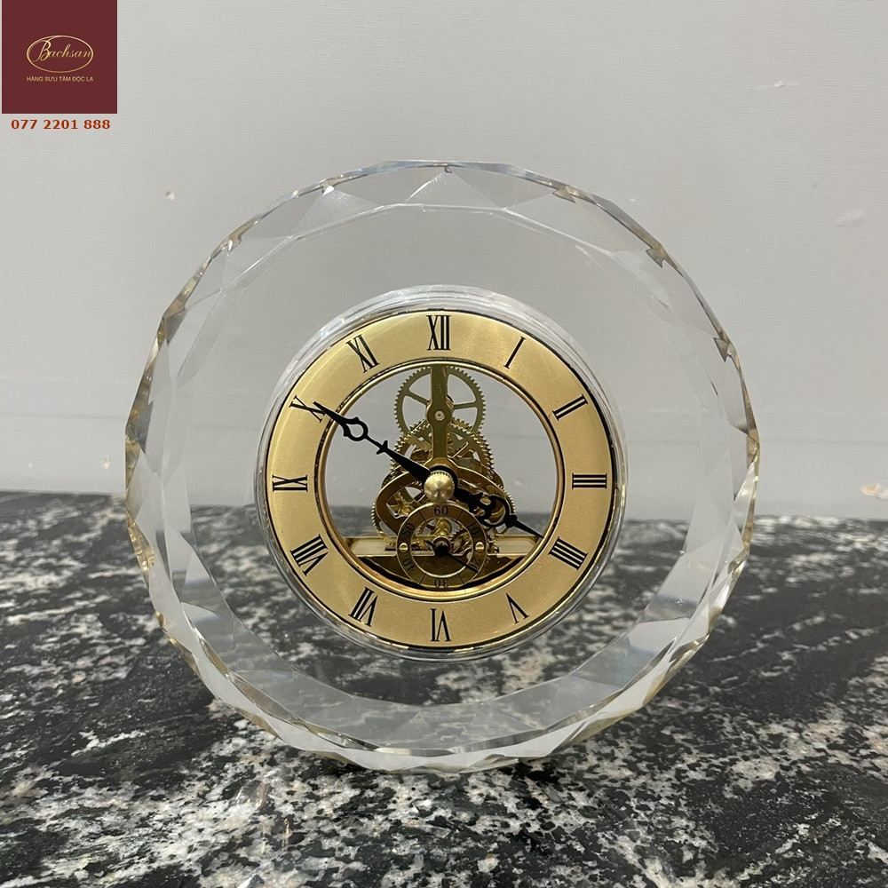 Đồng hồ để bàn Skeleton quartz pha lê