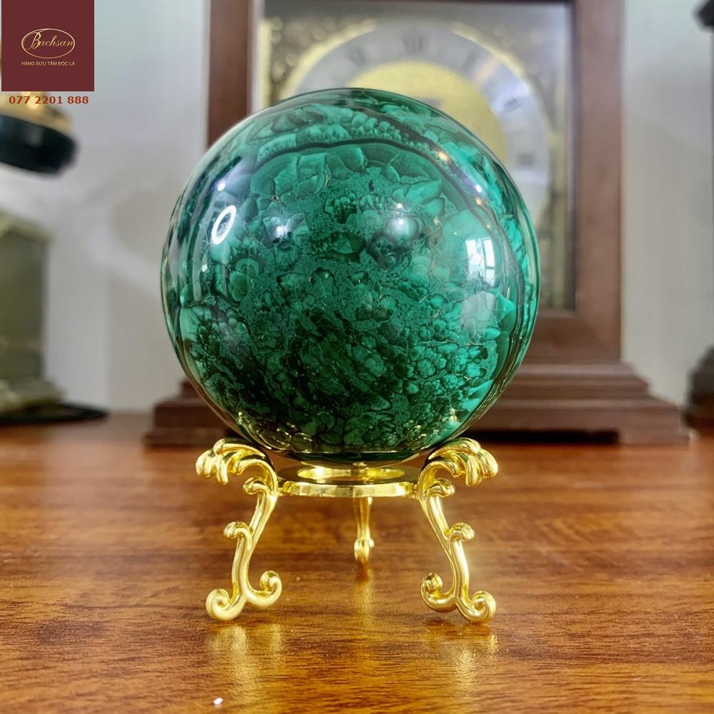 Bi cầu đá khổng tước Malachite đẹp long lanh