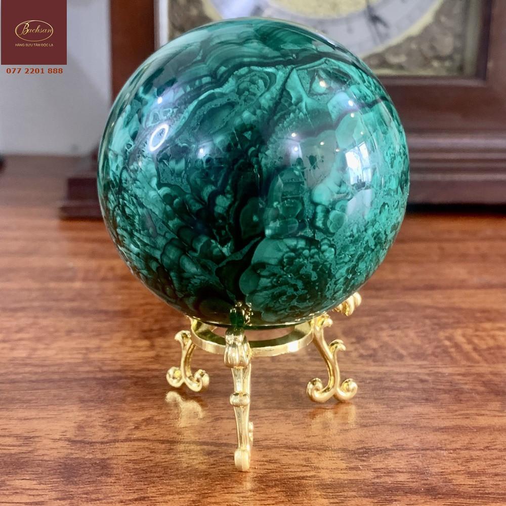 Bi cầu đá khổng tước Malachite đẹp long lanh