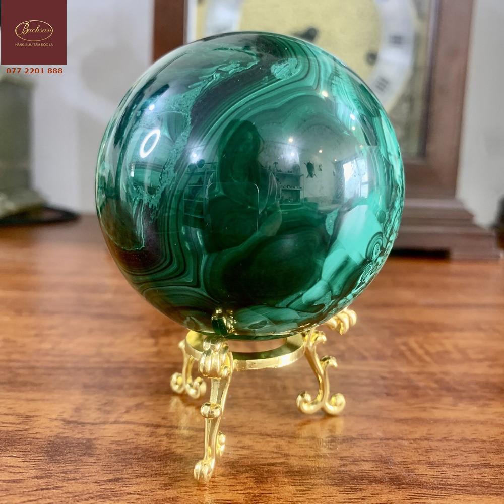 Bi cầu đá khổng tước Malachite đẹp long lanh