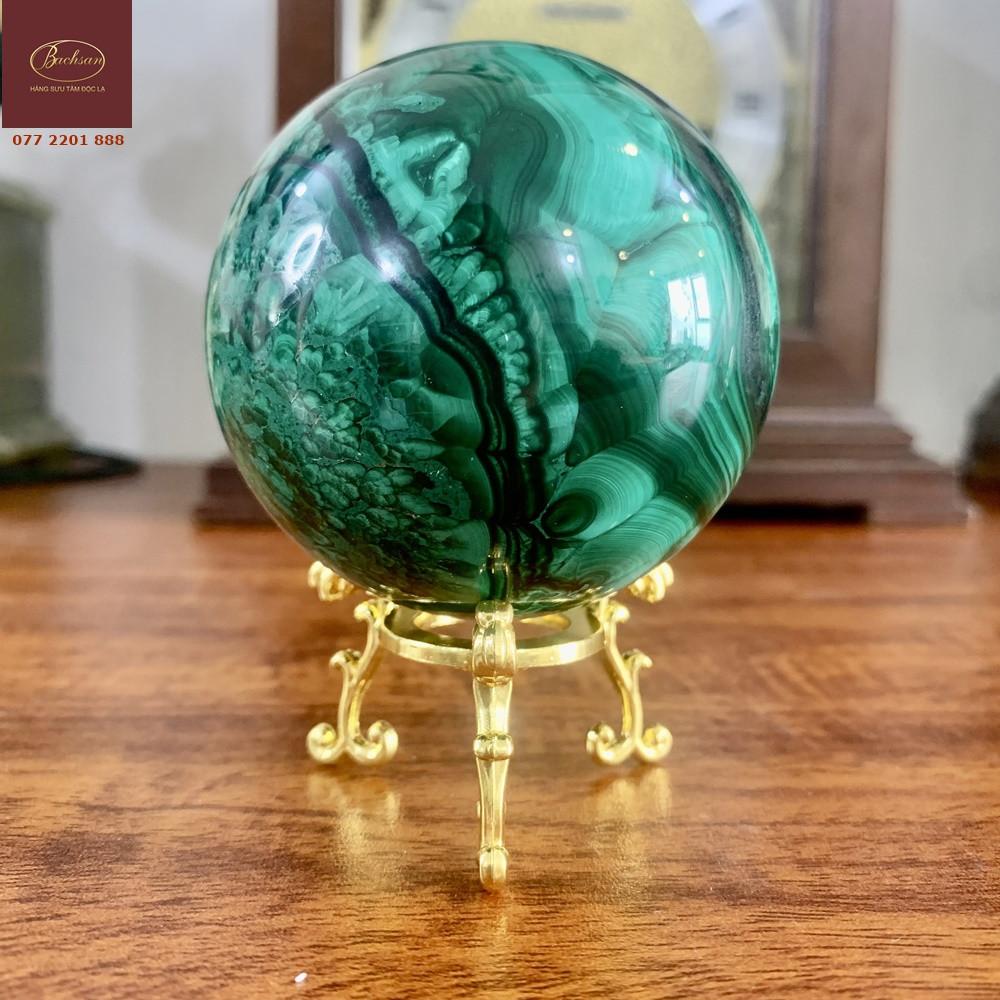 Bi cầu đá khổng tước Malachite đẹp long lanh