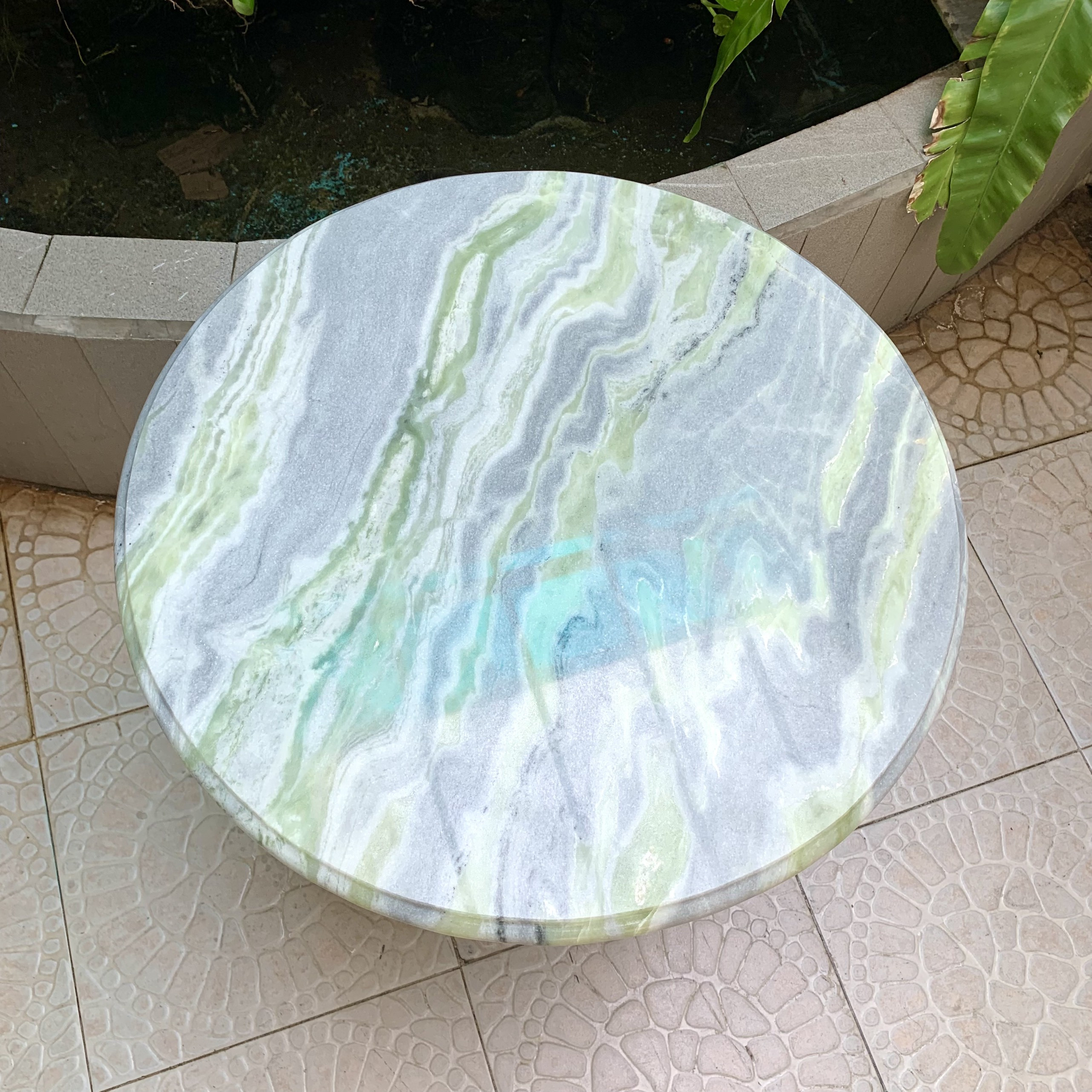 Đôn gỗ Châu Âu đá marble xanh