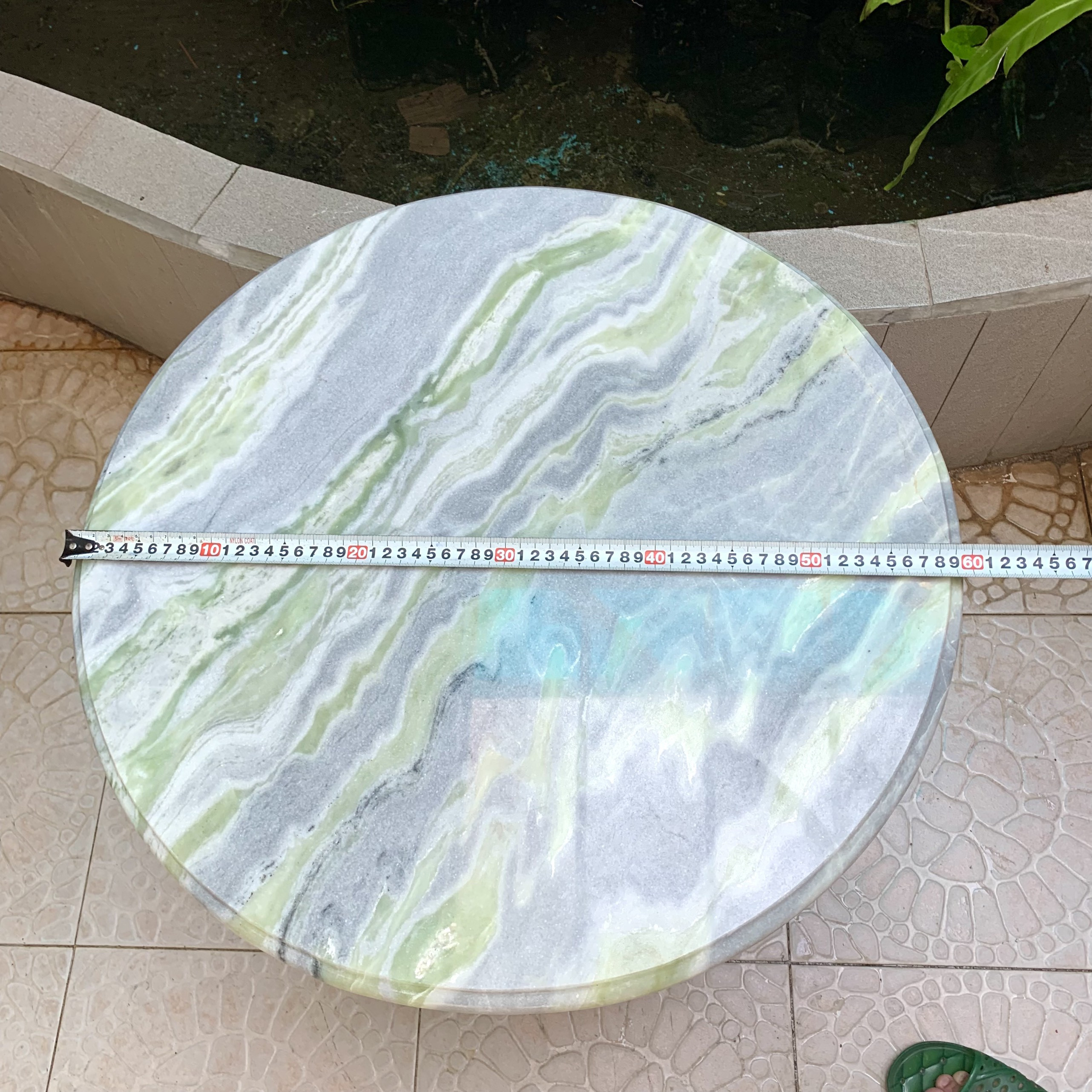 Đôn gỗ Châu Âu đá marble xanh